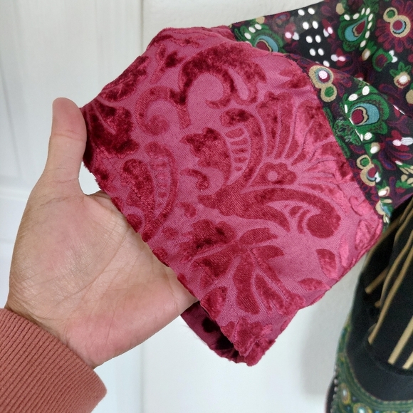 Ulla Popken Floral Mixed Print Velvet Trim Tunic Dress Size 32/34 - Picture 3 of 8